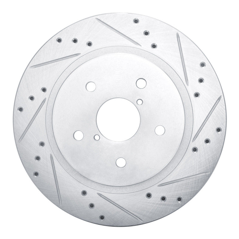 R1 2015-2025 Subaru WRX Rear Right Drilled &amp; Slotted Silver Brake Rotor