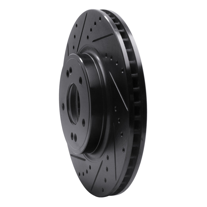 R1 18-23 Genesis G70 Front Left Drilled & Slotted Black Brake Rotor