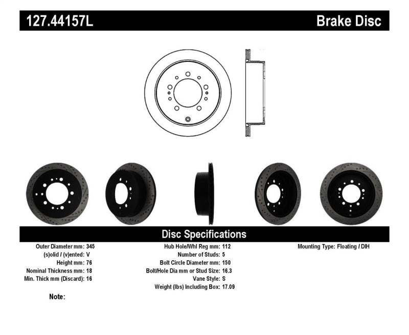 StopTech Slotted &amp; Drilled Sport Brake Rotor