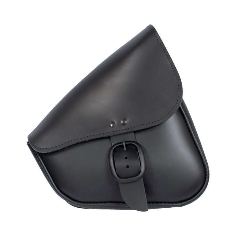 Willie &amp; Max HD Sportsters, Custom Hard Tails Leather Swingarm Bag Dual Shock w/Blk Buckle - Black