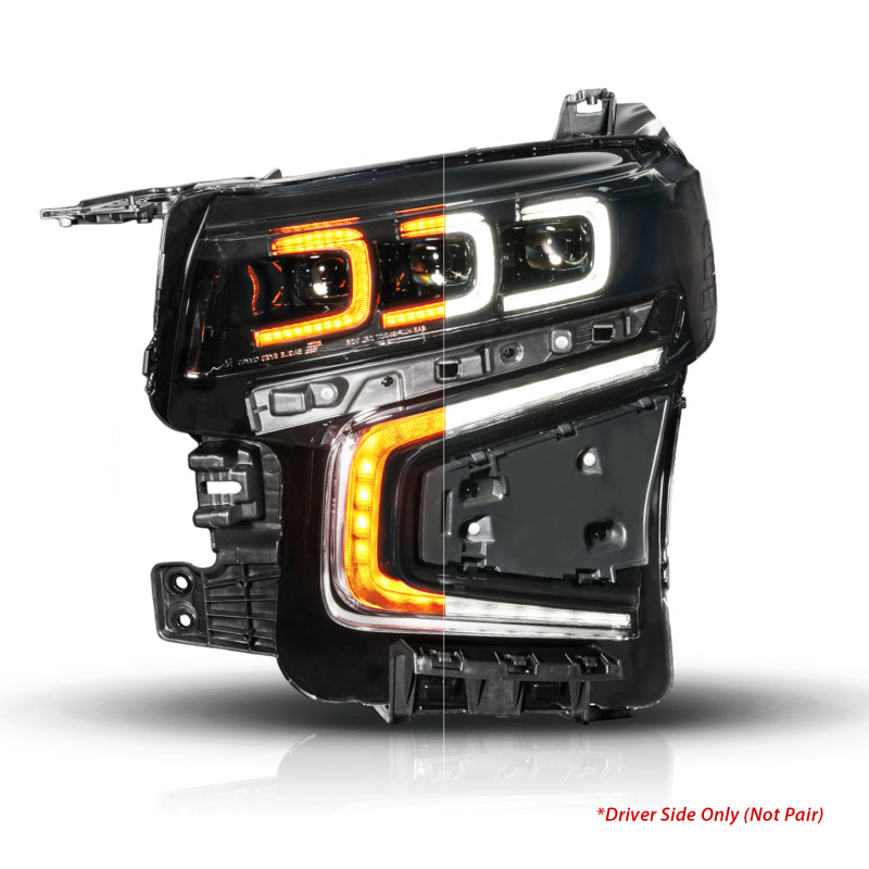 ANZO 21-23 Chevy Tahoe/Suburban LED Light Bar Style Headlights Black w/ Squential DRL (Left Side)
