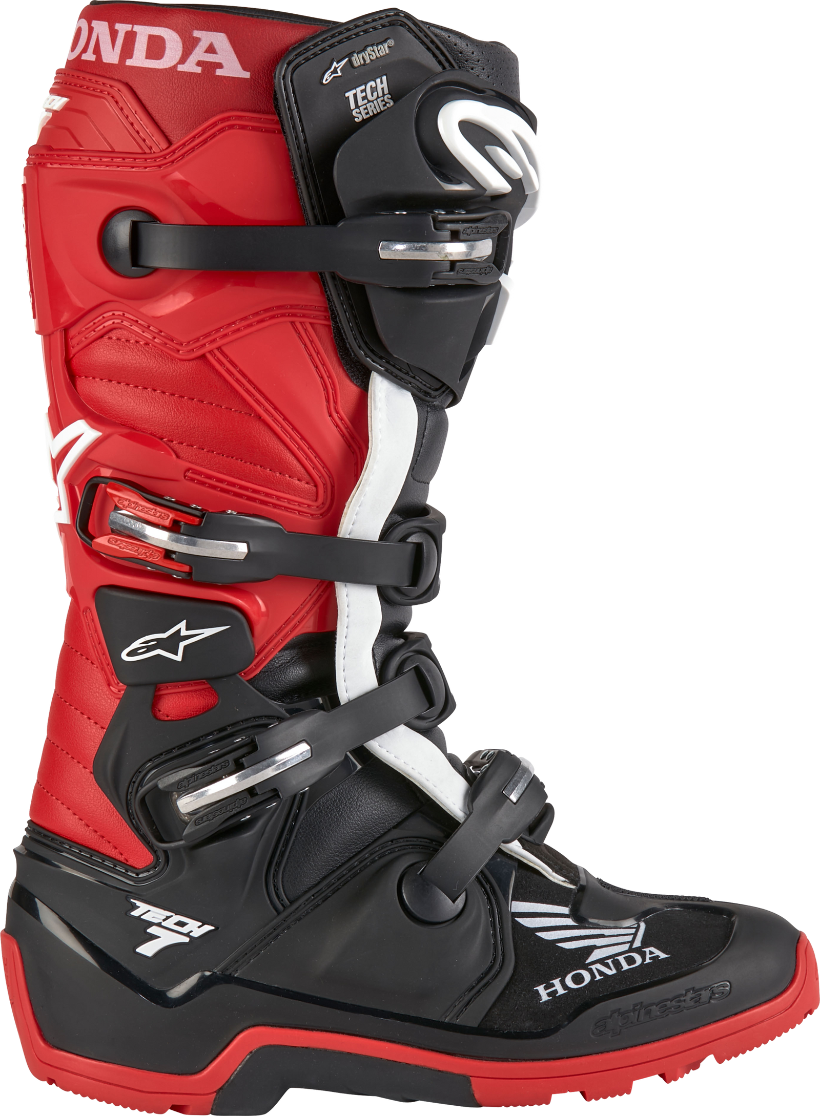 Honda Tech 7 Enduro Drystar Black/Bright Red Sz 7