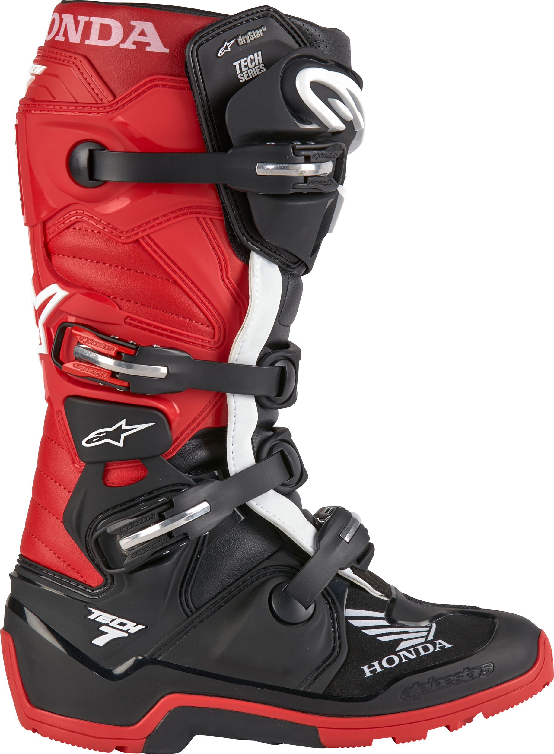 Honda Tech 7 Enduro Drystar Black/Bright Red Sz 7