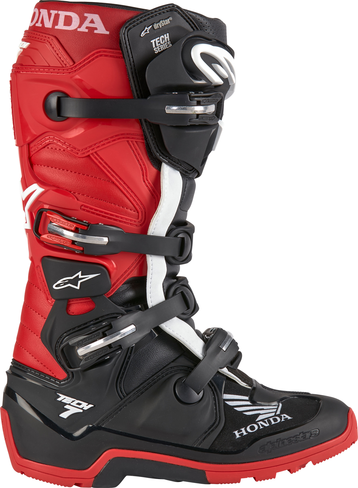 Honda Tech 7 Enduro Drystar Black/Bright Red Sz 15