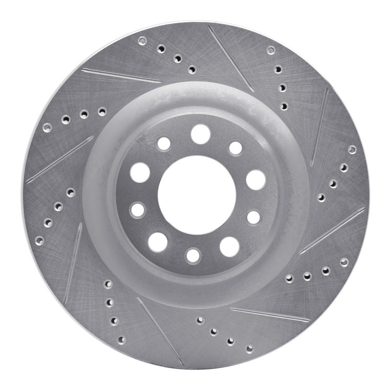 R1 2017-2025 Alfa Romeo Stelvio Rear Right Drilled &amp; Slotted Silver Brake Rotor