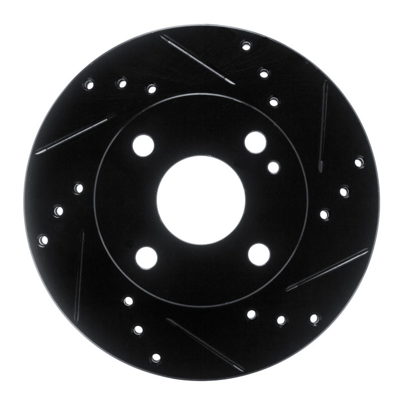 R1 90-93 Mazda Miata Front Right Drilled &amp; Slotted Black Brake Rotor