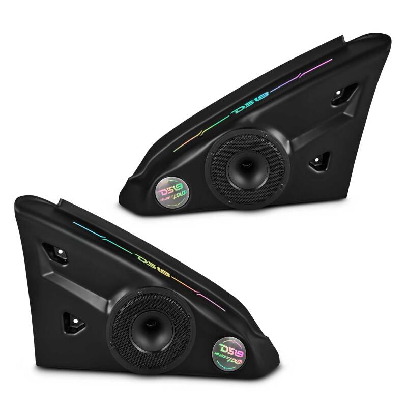 DS18 2015+ Polaris Slingshot Arm Rest Enclosure w/d 2x PRO-HY6.4MSL Speakers &amp; LED Lights