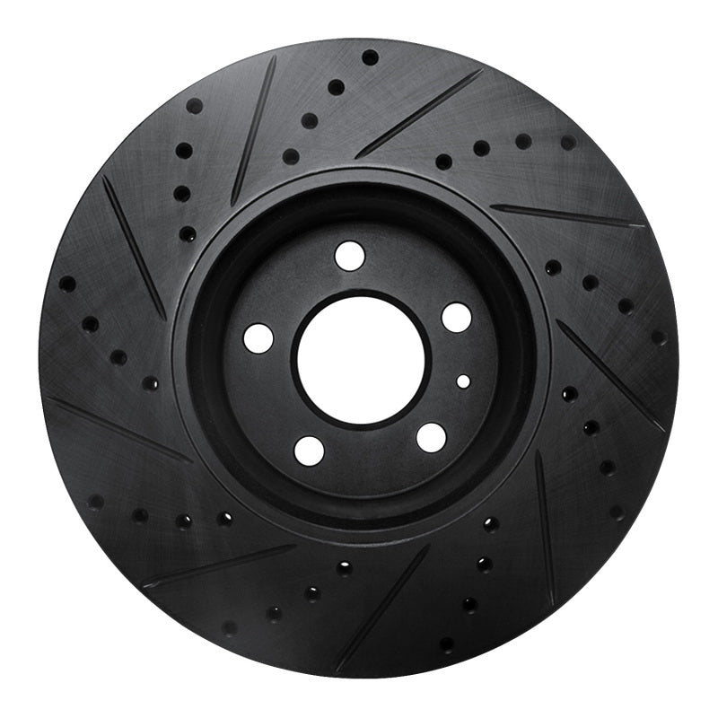 R1 2011-2017 Audi A4 (USA/Canada) Front Right Drilled & Slotted Black Brake Rotor