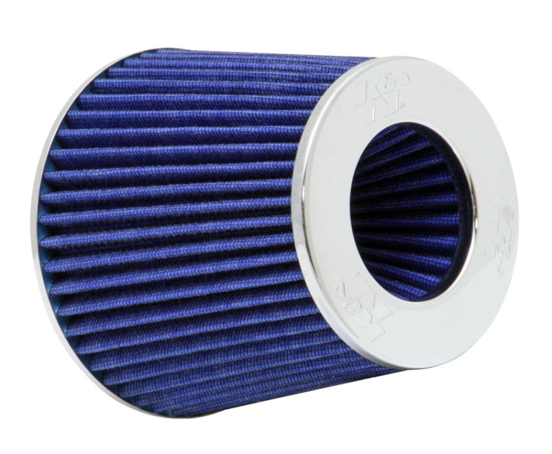 K&amp;N Universal Air Filter Chrome Round Tapered Blue - 4in Flange ID x 1.125in Flange Length x 5.5in H
