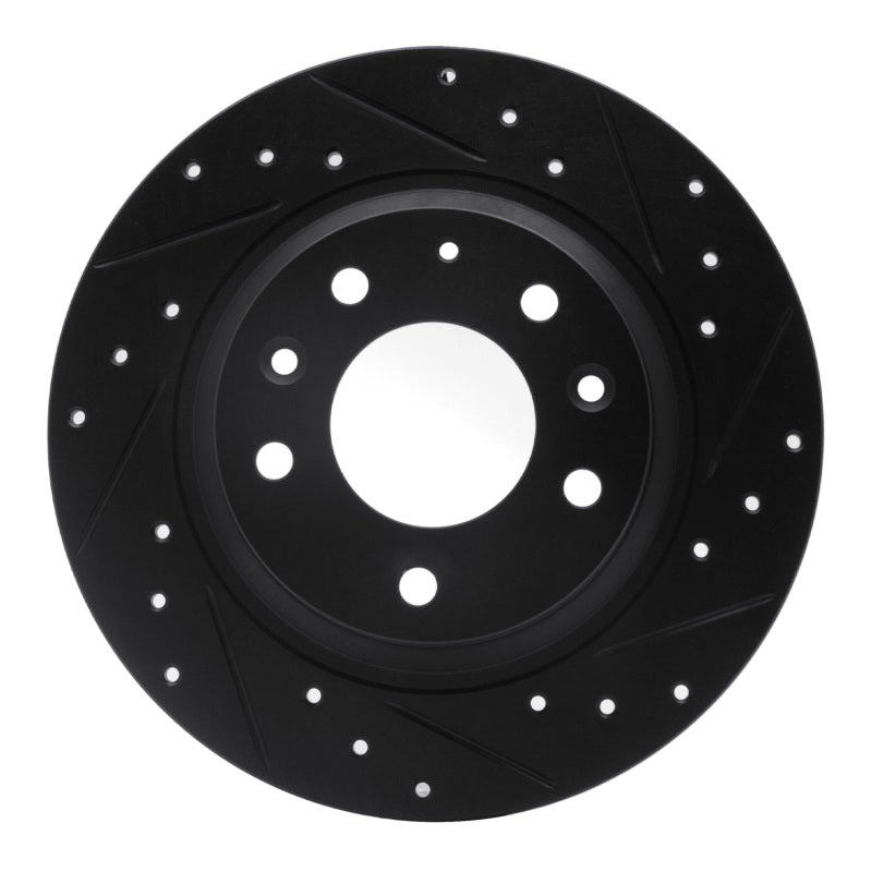 R1 98-15 Ford Fusion Rear Right Drilled &amp; Slotted Black Brake Rotor