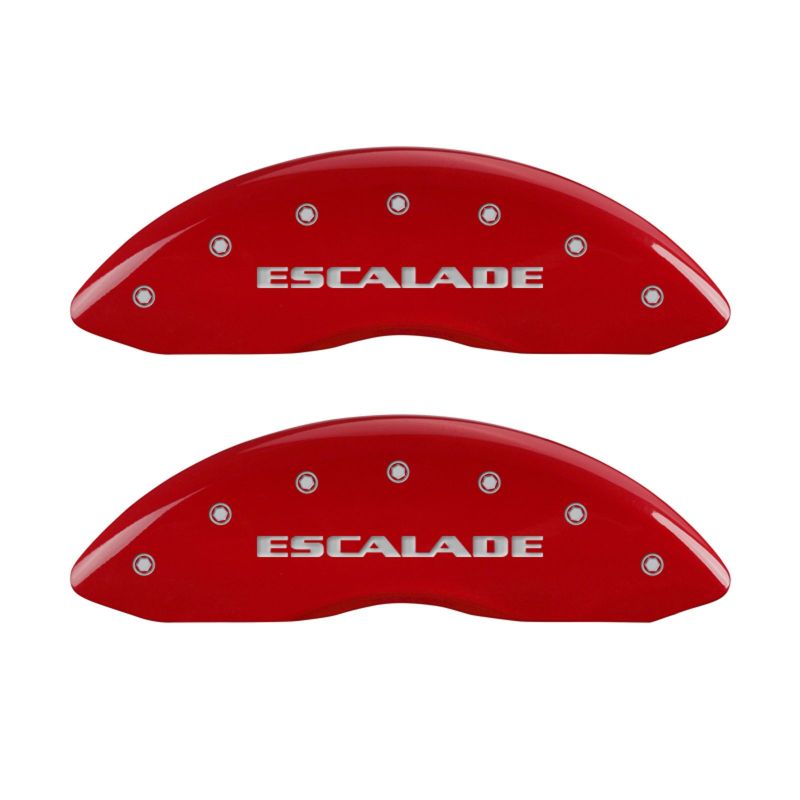 MGP 4 Caliper Covers Engraved Front &amp; Rear Escalade Red finish silver ch