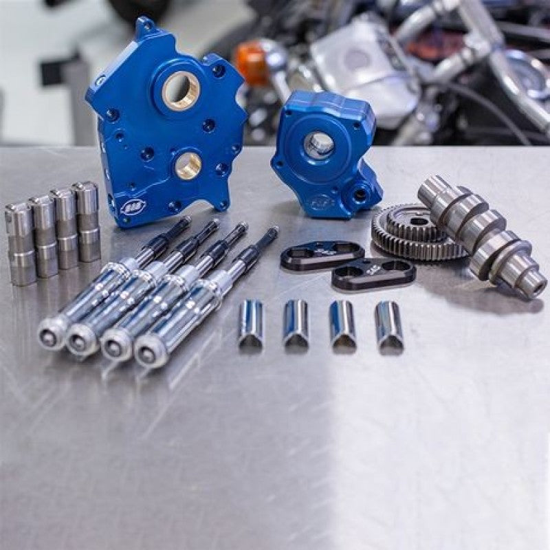 S&amp;S Cycle 2017+ M8 Models Gear Drive 465G Cam Chest Kit w/ Chrome Pushrod Tubes - Oil Cooled