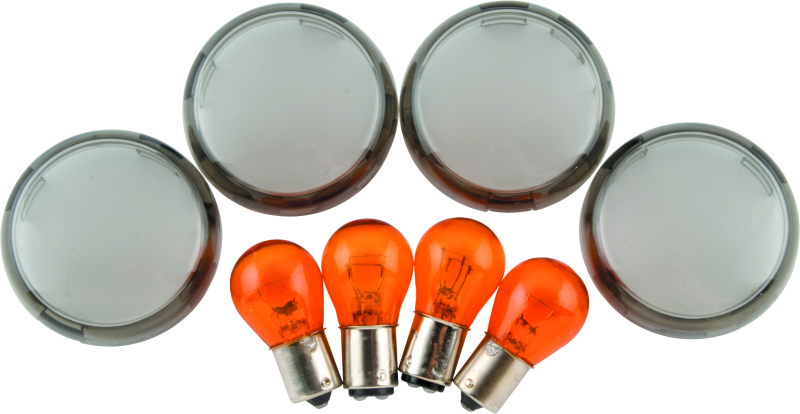 Bikers Choice 00-10 FXST FXD Smoked Turn Signal Lens &amp; Amber Bulb Kit Replaces H-D 69304-02