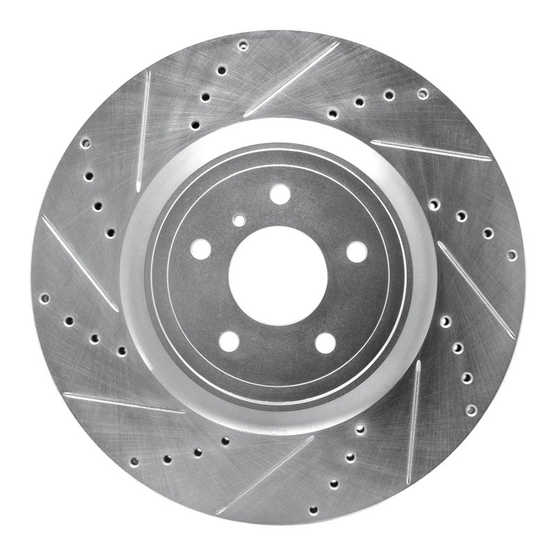 R1 09-20 Nissan 370Z Front Left Drilled &amp; Slotted Silver Brake Rotor
