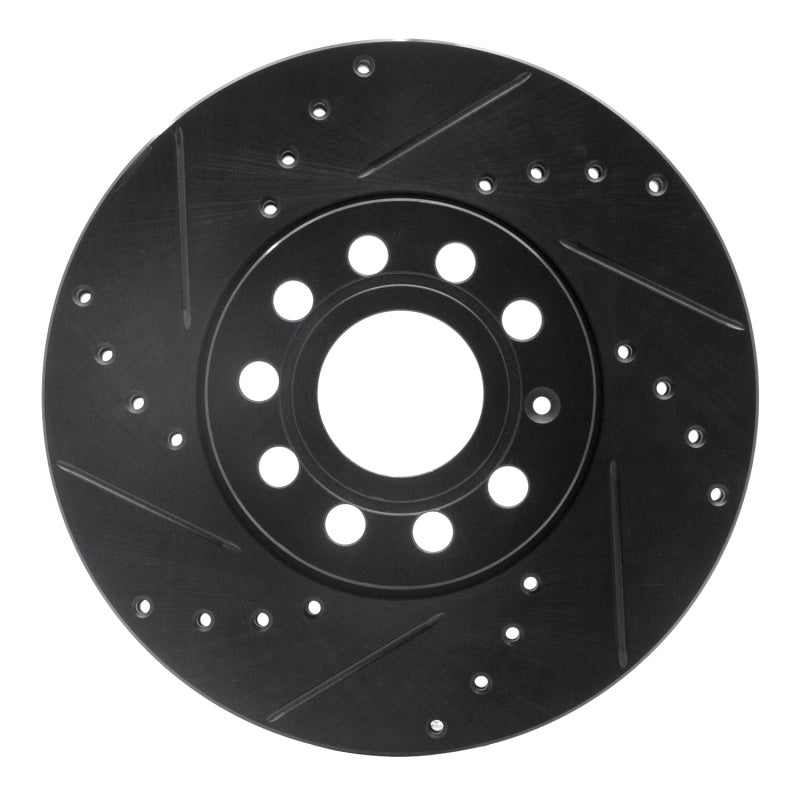 R1 05-25 Audi Q2 (Mexico) Front Left Drilled &amp; Slotted Black Brake Rotor