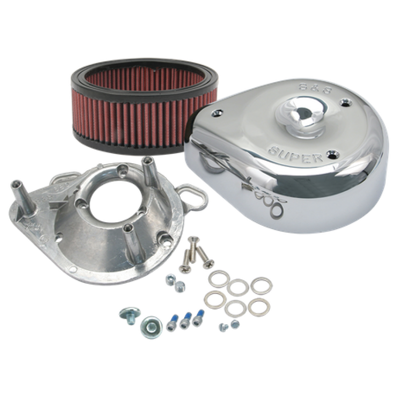 S&amp;S Cycle 95-16 BT w/ S&amp;S Single Bore TB Teardrop Air Cleaner Kit Chrome Cover
