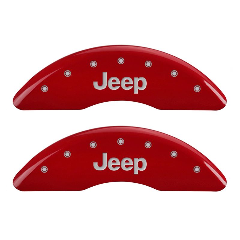 MGP 4 Caliper Covers Engraved Front &amp; Rear JEEP Red finish silver ch