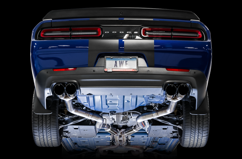 AWE Tuning 2015+ Dodge Challenger 6.4L/6.2L SC Track Edition Exhaust - Quad Diamond Black Tips