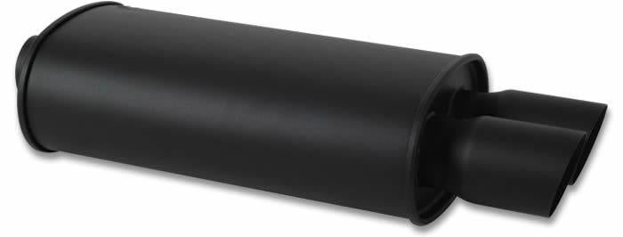 Vibrant StreetPower FLAT BLACK Oval Muffler with Dual 3in Outlets - 2.5in inlet I.D.