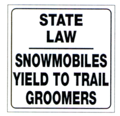 WHITE PLASTIC REFLECTIVE SIGN 12" - SNOWMOBILES YIELD