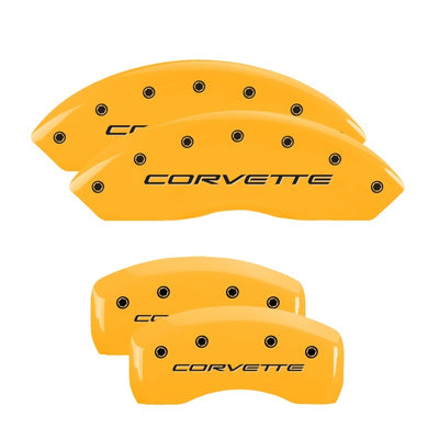 MGP 4 Caliper Covers Engraved Front & Rear C5/Corvette Yellow finish black ch