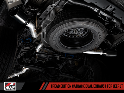 AWE Tuning 20-21 Jeep Gladiator JT 3.6L Tread Edition Cat-Back Dual Exhaust - Diamond Black Tip