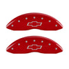 MGP 4 Caliper Covers Engraved Front & Rear Bowtie Red finish silver ch