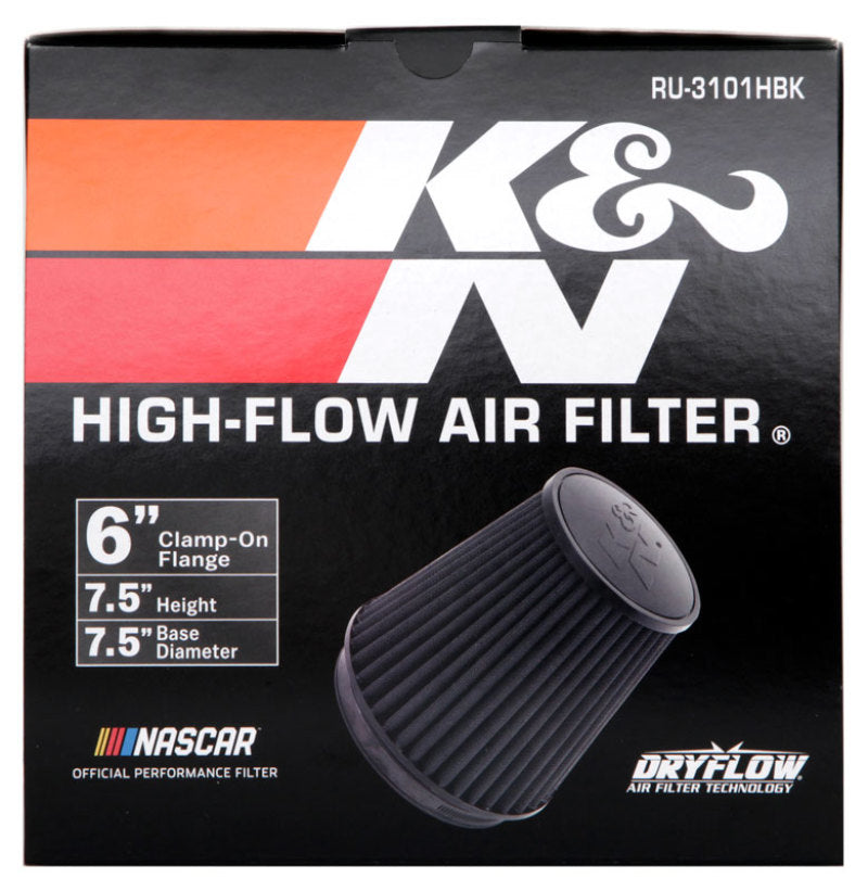 K&N Universal Rubber Filter Round Tapered 6in Flange ID x 7.5in Base O - NE  Cycle Shop