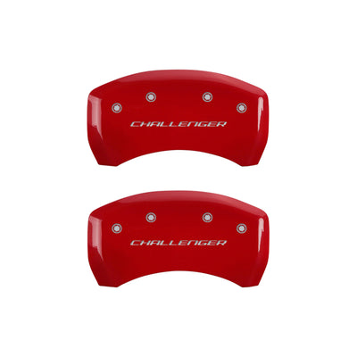 MGP 4 Caliper Covers Engraved Front & Rear Block/Challenger Red finish silver ch