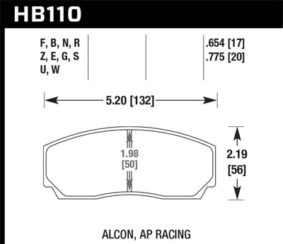 Hawk HPS 5.0 AP Racing w/ 0.654 Thickness Performance Street Brake Pads