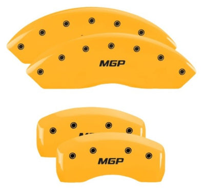MGP 4 Caliper Covers Engraved Front & Rear MGP Yellow Finish Black Char 2010 Infiniti G37