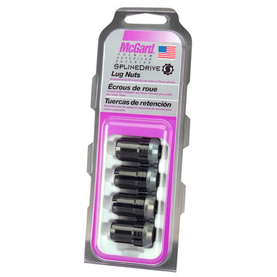 McGard SplineDrive Lug Nut (Cone Seat) M12X1.5 / 1.24in. Length (4-Pack) - Black (Req. Tool)