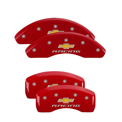 MGP 4 Caliper Covers Engraved Front & Rear Gen 5/Camaro Red finish silver ch