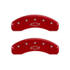 MGP 4 Caliper Covers Engraved Front & Rear Bowtie Red finish silver ch