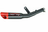 a red and black exhaust pipe on a white background