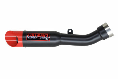 a black and red exhaust pipe on a white background