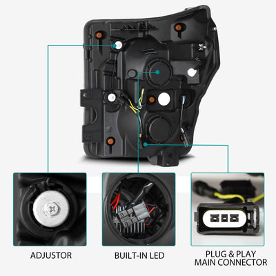 AlphaRex 11-16 Ford F-350 SD LUXX LED Proj Headlights Plank Style Alpha Blk w/Activ Light/Seq Signal