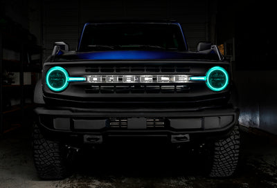 Oracle 21-22 Ford Bronco Headlight Halo Kit w/DRL Bar - Base Headlights ColorSHIFT -w/No Controller