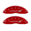 MGP 4 Caliper Covers Engraved Front & Rear With stripes/Charger Red finish silver ch