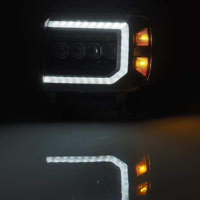 AlphaRex 14-18 GMC Sierra NOVA LED Proj Headlights Plank Style Black w/Activ Light/Seq Signal/DRL
