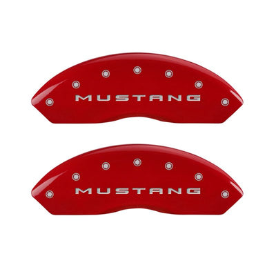 MGP 4 Caliper Covers Engraved Front 2015/Mustang Engraved Rear 2015/Bar & Pony Red finish silver ch