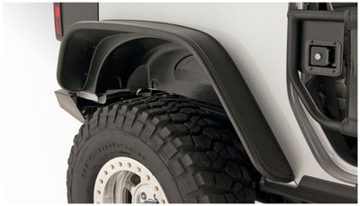 Bushwacker 07-18 Jeep Wrangler Flat Style Flares 2pc Fits 2-Door Sport Utility Only - Black