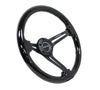NRG Reinforced Steering Wheel (350mm / 3in. Deep) Blk Wood w/Blk Matte Spoke/Black Center Mark