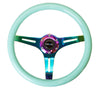 NRG Classic Wood Grain Steering Wheel (350mm) Minty Fresh Color w/Neochrome 3-Spoke Center
