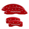 MGP 4 Caliper Covers Engraved Front Pontiac Engraved Rear Arrow Red finish silver ch