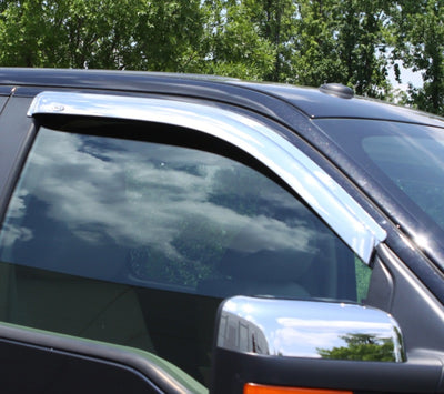 AVS 07-13 Chevy Silverado 1500 Standard Cab Outside Mount Front Window Ventvisor 2pc - Chrome