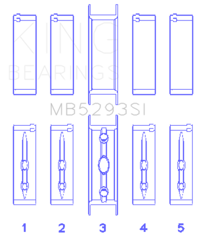 King GM 294/325/345/364CI 4.8/5.3/5.7/6.0L L20/LS1/LS2/LS4/LS6 (Size STD) Main Bearing Set