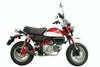 a red and white motorcycle on a white background