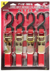 ERICKSON Ratcheting Tie Down Straps 1" x 10' Red (4-Pack)