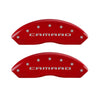 MGP 4 Caliper Covers Engraved Front Gen 5/Camaro Engraved Rear Gen 5/RS Red finish silver ch